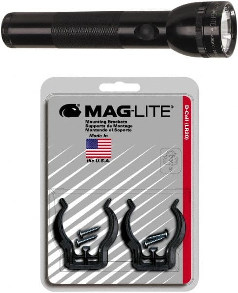Mag-Lite - Krypton Bulb, Industrial/Tactical Flashlight - Black Aluminum Body, D Batteries - Exact Tooling
