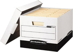 BANKERS BOX - 1 Compartment, 12-3/4" Wide x 10-3/8" High x 16-1/2" Deep, Storage Box - Corrugated Cardboard, White/Black - Exact Tooling