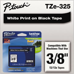 Brother - 3/8" Wide x 314.4" Long, Black Plastic/Paper Tape Cassette - For Label Maker - Exact Tooling