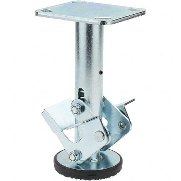 Hamilton - Floor Truck Lock for 8" Diam Caster Wheels - 8-1/2" Retracted Clearance, 4" x 4-1/2" Top Plate Size, 2-5/8" x 3-5/8" Slotted to 3" x 3" Bolt Hole Spacing - Exact Tooling