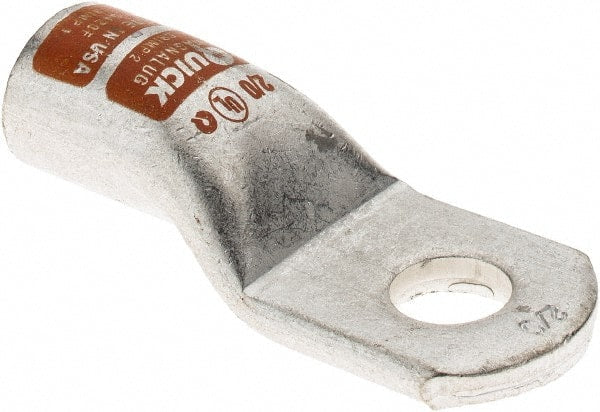 Made in USA - 2/0 AWG Noninsulated Crimp Connection D Shaped Ring Terminal - 3/8" Stud, Tin Plated Copper Contact - Exact Tooling