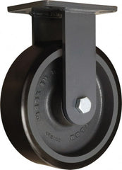 Hamilton - 10" Diam x 3" Wide x 12-1/2" OAH Top Plate Mount Rigid Caster - Polyurethane Mold onto Cast Iron Center, 3,900 Lb Capacity, Sealed Precision Ball Bearing, 5-1/4 x 7-1/4" Plate - Exact Tooling