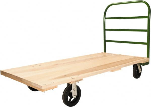 Fairbanks - 1,600 Lb Capacity Hardwood/Steel Platform Truck - Hardwood Deck, 36" OAW, 72" Platform Length, Mold On Rubber Casters - Exact Tooling