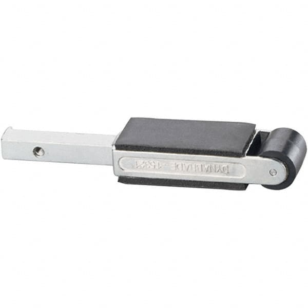 Dynabrade - 7/8" Wide Contact Arm - For Flat Grinding with Platen Pad, 18" Belt Length x 1" Belt Width, Crowned, Rubber, 70" Contact Wheel Diam - Exact Tooling