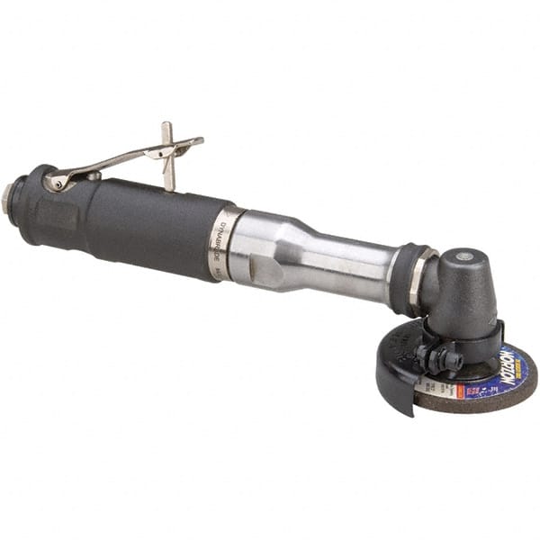 Dynabrade - 3" Wheel Diam, 18,000 RPM, Pneumatic Angle & Disc Grinder - 3/8-24 Spindle, 41 CFM, Rear Exhaust - Exact Tooling