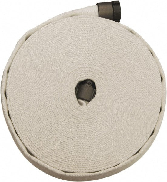 Dixon Valve & Coupling - 2-1/2" ID, 135 Working psi, White Polyester/Rubber Fire Hose, Single Jacket - Male x Female NST (NH) Ends, 50' Long, 405 Burst psi - Exact Tooling