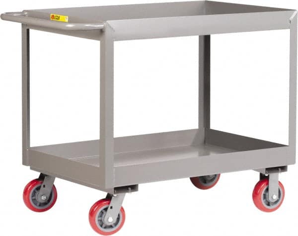 Little Giant - 3,600 Lb Capacity, 24" Wide x 53-1/2" Long x 36-1/2" High Deep Shelf Cart - 2 Shelf, Steel, 2 Rigid/2 Swivel Casters - Exact Tooling