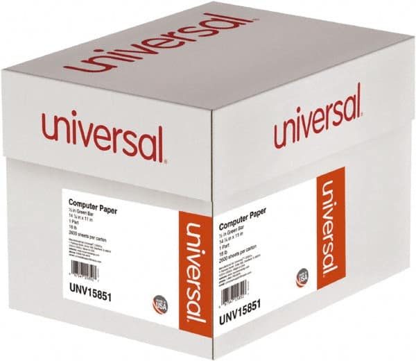 UNIVERSAL - 14-7/8" x 11" White & Green Computer Paper - Use with Tractor-Feed Printers - Exact Tooling
