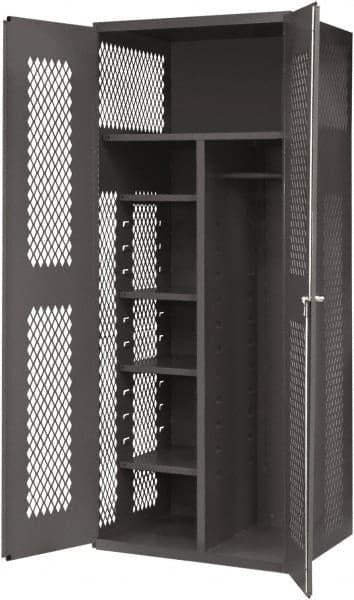 Durham - 5 Shelf Locking Storage Cabinet - Steel, 36" Wide x 24" Deep x 84" High, Gray - Exact Tooling