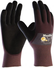 ATG - Size S Nitrile Coated Polyethylene Blend General Protection Work Gloves - For General Purpose, Palm & Fingers Coated, Slip-On Cuff, Full Fingered, Purple, Paired - Exact Tooling