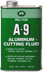 Relton - A-9, 1 Pt Bottle Cutting Fluid - Semisynthetic, For Broaching, Drilling, Milling, Reaming, Sawing, Tapping, Threading - Exact Tooling