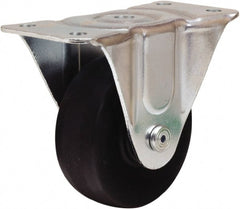 Hamilton - 4" Diam x 1-1/2" Wide x 5" OAH Top Plate Mount Rigid Caster - Hard Rubber, 300 Lb Capacity, Self-Lubricating Bearing, 3 x 6-3/16" Plate - Exact Tooling