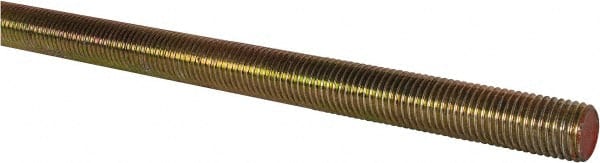 Value Collection - 1-8 UNC (Coarse), 6' Long, Alloy Steel Threaded Rod - Yellow Zinc-Plated Finish, Right Hand Thread - Exact Tooling