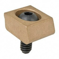 Mitee-Bite - 1/4-20 Screw Thread, 3/4" Wide x 0.15" High, Smooth Brass Standard Style Screw Mount Toe Clamp - 950 Lb Holding Force, 50" Lb Torque, 4.17 Lb Ft Torque, 0.44" Long Extension, 0.024" Throw, 6 Clamps in Package - Exact Tooling