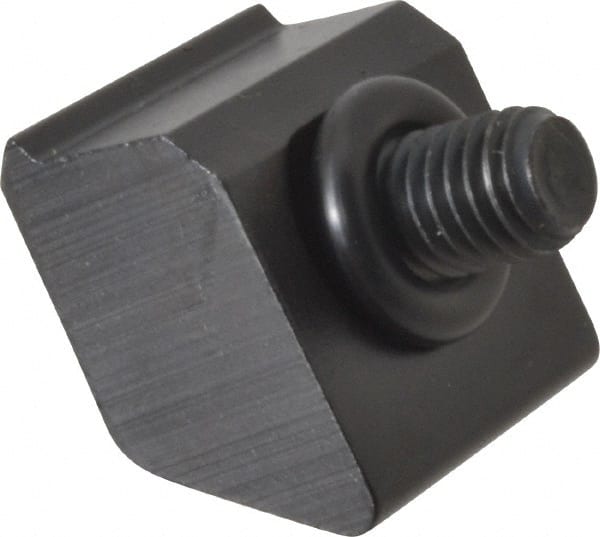 Mitee-Bite - 1/2-13 Screw Thread, 1-1/2" Wide x 3/8" High, Serrated Steel Standard Style Screw Mount Toe Clamp - 12,000 Lb Holding Force, 1,300" Lb Torque, 108.33 Lb Ft Torque, 0.77" Long Extension, 0.075" Throw, 2 Clamps in Package - Exact Tooling