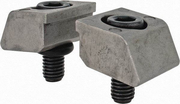 Mitee-Bite - 1/2-13 Screw Thread, 1-1/2" Wide x 3/8" High, Smooth Steel Standard Style Screw Mount Toe Clamp - 12,000 Lb Holding Force, 1,300" Lb Torque, 108.33 Lb Ft Torque, 0.77" Long Extension, 0.075" Throw, 2 Clamps in Package - Exact Tooling