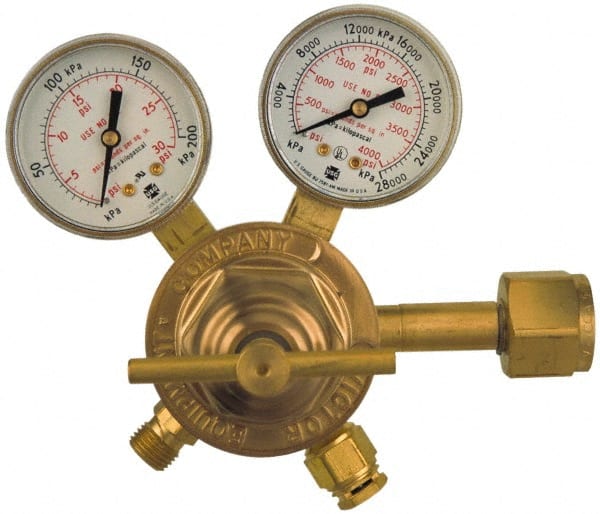 Victor - 540 CGA Inlet Connection, Male Fitting, 125 Max psi, Air & Oxygen Welding Regulator - 9/16-18 Thread - Exact Tooling