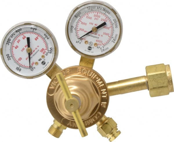 Victor - 540 CGA Inlet Connection, Male Fitting, 80 Max psi, Air & Oxygen Welding Regulator - 9/16-18 Thread - Exact Tooling