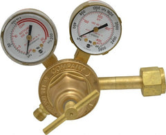 Victor - 300 CGA Inlet Connection, Male Fitting, 15 Max psi, Acetylene Welding Regulator - 9/16-18 Thread - Exact Tooling