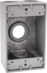 Thomas & Betts - 1 Gang, (4) 3/4" Knockouts, Aluminum Rectangle Outlet Box - 4-1/2" Overall Height x 2-1/2" Overall Width x 2" Overall Depth, Weather Resistant - Exact Tooling