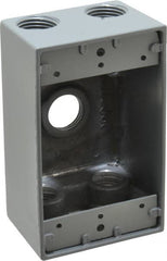 Thomas & Betts - 1 Gang, (5) 1/2" Knockouts, Aluminum Rectangle Outlet Box - 4-1/2" Overall Height x 2-1/2" Overall Width x 2" Overall Depth, Weather Resistant - Exact Tooling