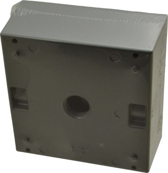Thomas & Betts - 2 Gang, (3) 1/2" Knockouts, Aluminum Square Outlet Box - 4-9/16" Overall Height x 4-5/8" Overall Width x 2-1/16" Overall Depth, Weather Resistant - Exact Tooling