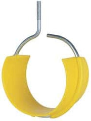 Cooper B-Line - 4" Pipe, 1/4-20" Rod, Steel Bridle Ring with Saddle - Silver, Zinc Plated, 50 Lb Capacity - Exact Tooling