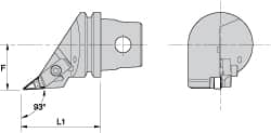 Kennametal - Right Hand Cut, Size KM32, V.. Insert Compatiblity, External Modular Turning & Profiling Cutting Unit Head - 22mm Ctr to Cutting Edge, 47mm Head Length, Through Coolant, Series Top Notch - Exact Tooling