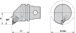 Kennametal - Right Hand Cut, Size KM32, KC..110304L08/NP..51L Insert Compatiblity, Internal Modular Turning & Profiling Cutting Unit Head - 22mm Ctr to Cutting Edge, 35mm Head Length, Through Coolant, Series Top Notch - Exact Tooling