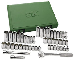 SK - 47 Piece 3/8" Drive Deep Well Socket Set - 6, 12 Points, 1/4" to 7/8" (6mm to 19mm) Range, Inch/Metric Measurement Standard - Exact Tooling