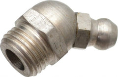 PRO-LUBE - 45° Head Angle, M10x1.0 Metric Stainless Steel Standard Grease Fitting - 11mm Hex - Exact Tooling
