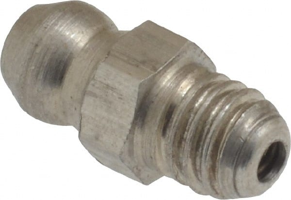 PRO-LUBE - Straight Head Angle, M6x1.0 Metric Stainless Steel Standard Grease Fitting - 7mm Hex, 16mm Overall Height, 5.5mm Shank Length, Zinc Plated Finish - Exact Tooling