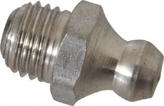 PRO-LUBE - Straight Head Angle, M8x1.0 Metric Stainless Steel Standard Grease Fitting - 9mm Hex - Exact Tooling