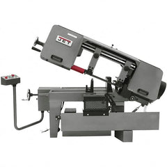 Jet - 10 x 16" Max Capacity, Semi-Automatic Variable Speed Pulley Horizontal Bandsaw - 100 to 350 SFPM Blade Speed, 115/230 Volts, 45°, 1.5 hp, 1 Phase - Exact Tooling