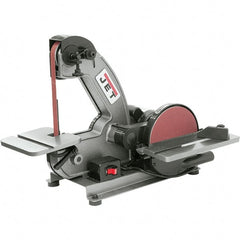 Jet - 42 Inch Long x 1 Inch Wide Belt, 8 Inch Diameter, Vertical Combination Sanding Machine - 3,000 Ft./min Belt Speed, 1/3 HP, Single Phase - Exact Tooling