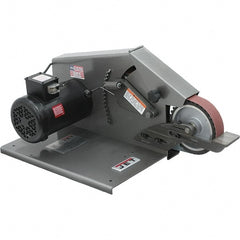 Jet - 72 Inch Long x 2 Inch Wide Belt Grinder - 1 hp, 115/230 Volts, 1750 RPM Disc Speed, Horizontal Belt, 4,600 Ft. per Min Belt Speed - Exact Tooling