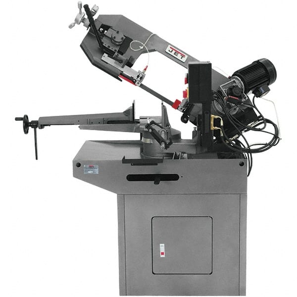 Jet - 8-3/4 x 7" Max Capacity, Manual Geared Head Horizontal Bandsaw - 157 to 314 SFPM Blade Speed, 230 Volts, 45 & 60°, 1.5 hp, 3 Phase - Exact Tooling