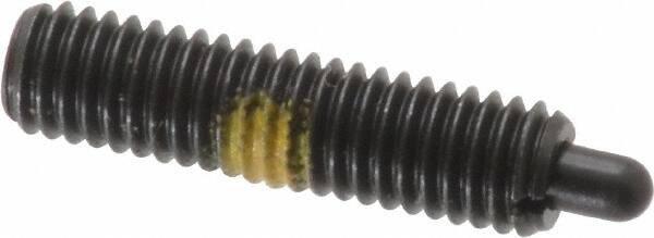 Vlier - 10-32, 3/4" Thread Length, 1/8" Plunger Projection, Steel Threaded Spring Plunger - 0.091 - 0.092" Max Plunger Diam, 3/4" Plunger Length, 2.9 Lb Init End Force, 11.1 Lb Final End Force - Exact Tooling