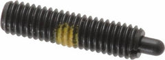 Vlier - 10-32, 3/4" Thread Length, 1/8" Plunger Projection, Steel Threaded Spring Plunger - 0.091 - 0.092" Max Plunger Diam, 3/4" Plunger Length, 2.9 Lb Init End Force, 11.1 Lb Final End Force - Exact Tooling