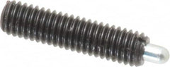 Vlier - 10-32, 3/4" Thread Length, 1/8" Plunger Projection, Steel Threaded Spring Plunger - 0.091 - 0.092" Max Plunger Diam, 3/4" Plunger Length, 1.3 Lb Init End Force, 2.7 Lb Final End Force - Exact Tooling