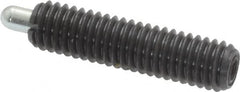 Vlier - 10-32, 3/4" Thread Length, 1/8" Plunger Projection, Steel Threaded Spring Plunger - 0.091 - 0.092" Max Plunger Diam, 3/4" Plunger Length, 1.3 Lb Init End Force, 2.7 Lb Final End Force - Exact Tooling