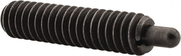 Vlier - 1/4-20, 1" Thread Length, 3/16" Plunger Projection, Steel Threaded Spring Plunger - 0.117 - 0.118" Max Plunger Diam, 1" Plunger Length, 3 Lb Init End Force, 13 Lb Final End Force - Exact Tooling