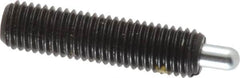 Vlier - 1/4-28, 1" Thread Length, 3/16" Plunger Projection, Steel Threaded Spring Plunger - 0.117 - 0.118" Max Plunger Diam, 1" Plunger Length, 1 Lb Init End Force, 4 Lb Final End Force - Exact Tooling