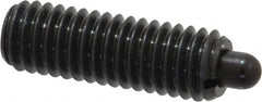 Vlier - 3/8-16, 1-1/8" Thread Length, 3/16" Plunger Projection, Steel Threaded Spring Plunger - 0.186 - 3/16" Max Plunger Diam, 1-1/8" Plunger Length, 5.5 Lb Init End Force, 14.5 Lb Final End Force - Exact Tooling