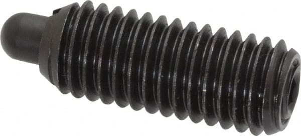 Vlier - 1/2-13, 1-1/4" Thread Length, 1/4" Plunger Projection, Steel Threaded Spring Plunger - 0.247 - 1/4" Max Plunger Diam, 1-1/4" Plunger Length, 6.6 Lb Init End Force, 17.4 Lb Final End Force - Exact Tooling
