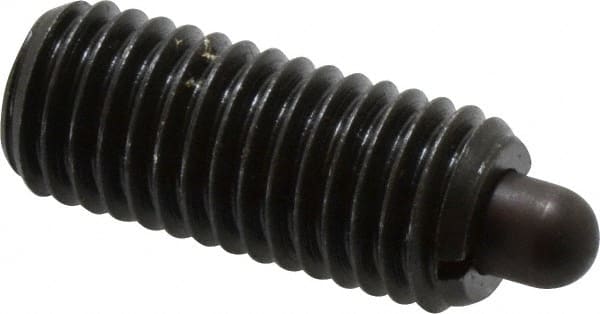 Vlier - 5/8-11, 1-1/2" Thread Length, 5/16" Plunger Projection, Steel Threaded Spring Plunger - 0.308 - 0.31" Max Plunger Diam, 1-1/2" Plunger Length, 10.5 Lb Init End Force, 25.5 Lb Final End Force - Exact Tooling