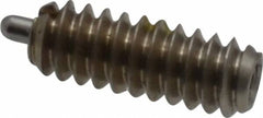 Vlier - 6-32, 3/8" Thread Length, 1/16" Plunger Projection, Stainless Steel Threaded Spring Plunger - 0.044 - 0.045" Max Plunger Diam, 3/8" Plunger Length, 1 Lb Init End Force, 1.6 Lb Final End Force - Exact Tooling