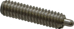 Vlier - 8-32, 5/8" Thread Length, 3/32" Plunger Projection, Stainless Steel Threaded Spring Plunger - 0.069 - 0.07" Max Plunger Diam, 5/8" Plunger Length, 0.7 Lb Init End Force, 2.3 Lb Final End Force - Exact Tooling
