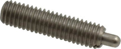 Vlier - 10-32, 3/4" Thread Length, 1/8" Plunger Projection, Stainless Steel Threaded Spring Plunger - 0.091 - 0.092" Max Plunger Diam, 3/4" Plunger Length, 2.9 Lb Init End Force, 11.1 Lb Final End Force - Exact Tooling