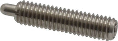 Vlier - 10-32, 3/4" Thread Length, 1/8" Plunger Projection, Stainless Steel Threaded Spring Plunger - 0.091 - 0.092" Max Plunger Diam, 3/4" Plunger Length, 1.3 Lb Init End Force, 2.7 Lb Final End Force - Exact Tooling